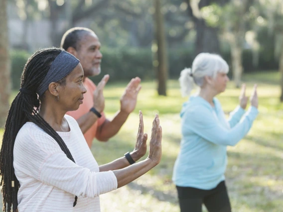 Older folks practicing Ti Chi