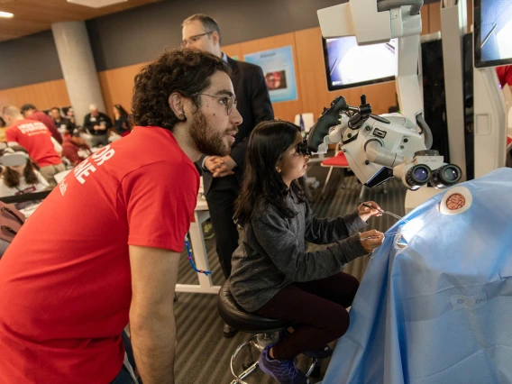 Child attending BrainWorks Lab, gets to experience what it’s like to operate on a human brain; powered by Banner Health and the College of Medicine – Phoenix.