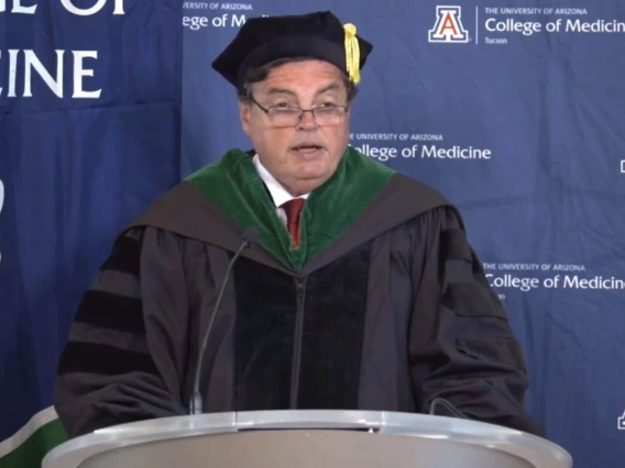 UArizona College of Medicine – Tucson Dean Michael M.I. Abecassis, MD, MBA, presided virtually during the 2020 College of Medicine – Tucson convocation ceremony.