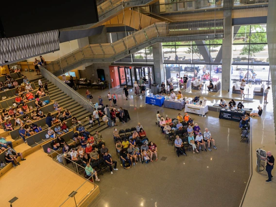 The inaugural Feast for Your Brain event sponsored by the Mel and Enid Zuckerman College of Public Health and the Precision Aging Network featured several UArizona Health Sciences speakers, 23 information tables and various music, dance and tai chi demonstrations. 