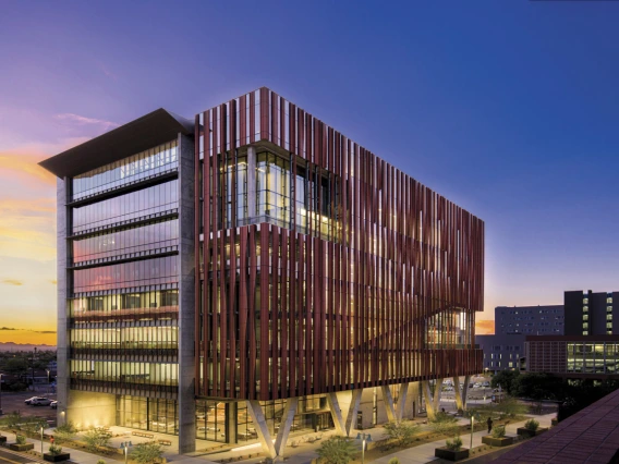 The Health Sciences Innovation Building was opened in 2019 as a cutting-edge science research, education and outreach space, flexible to meet the changing needs of the Health Sciences community.