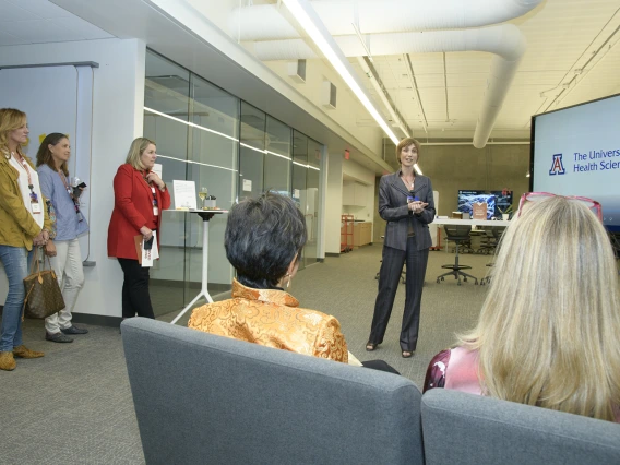 Director for Health Sciences Design Kasi Kiehlbaugh, PhD, leads a tour through Health Sciences Design Center.