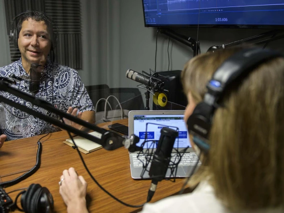 Jon Kevan and Lauren Erdelyi record the Innovations in Aging podcast, a mobile, ascynchronous way for professionals to remain connected to engaging educational information.