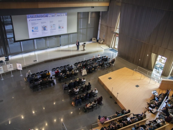 Senior Vice President for Health Sciences Michael D. Dake, MD, held a town hall at the Health Sciences campus in Tucson on Jan. 28 to share updates on the Health Sciences strategic initiatives.