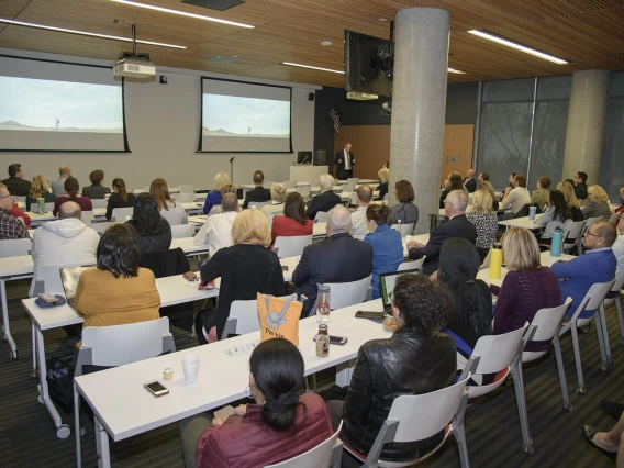 The town hall event in Phoenix brought together faculty and staff for updates about Health Sciences.