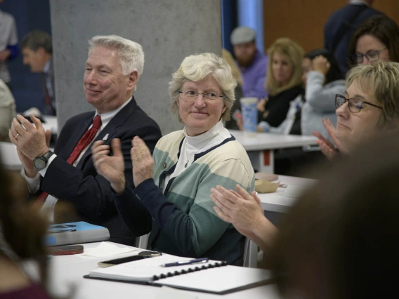 College of Medicine - Phoenix Dean Guy Reed, MD, and Lynda Ransdell, PhD, dean of Northern Arizona University’s College of Health and Human Services, attend the town hall event.