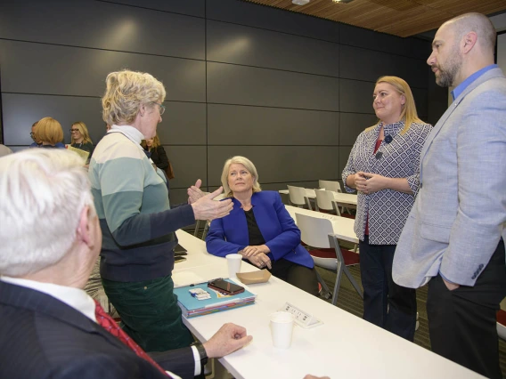 From left: College of Medicine - Phoenix Dean Guy Reed, MD, Lynda Ransdell, PhD, dean of the Northern Arizona University's College of Health and Human Services, Bev Spink, interim senior director of Information Technology Services, Melissa Colchado, chief of staff of management and policy at the University of Arizona Health Sciences, and Brian Ten Eyck, assistant vice president for strategic initiatives at the University of Arizona Health Sciences