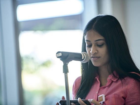 Natalie deQuillfeldt, third-year medical student, speaks about how the kindness of others can lead some young people to become physicians.