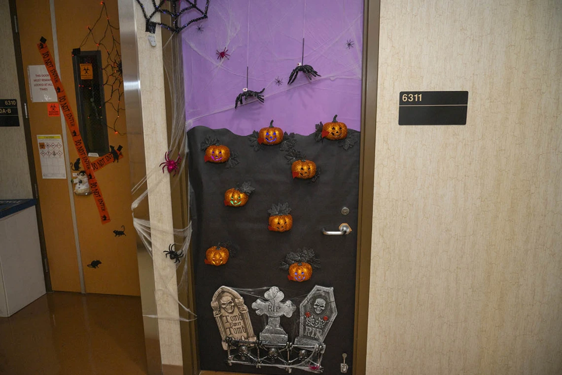 Finally, a door decorated in the Thomas D. Boyer Liver Institute that won’t give you nightmares this Halloween. 