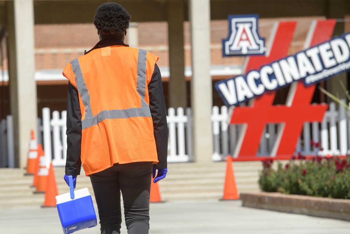 The vaccines are transported in a cooler to the POD. The cooler keeps them safe from the elements and at the proper temperature required for distribution.