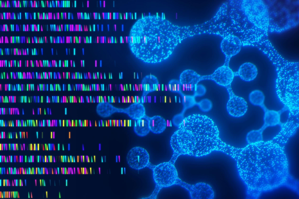 abstract image of molecules and data