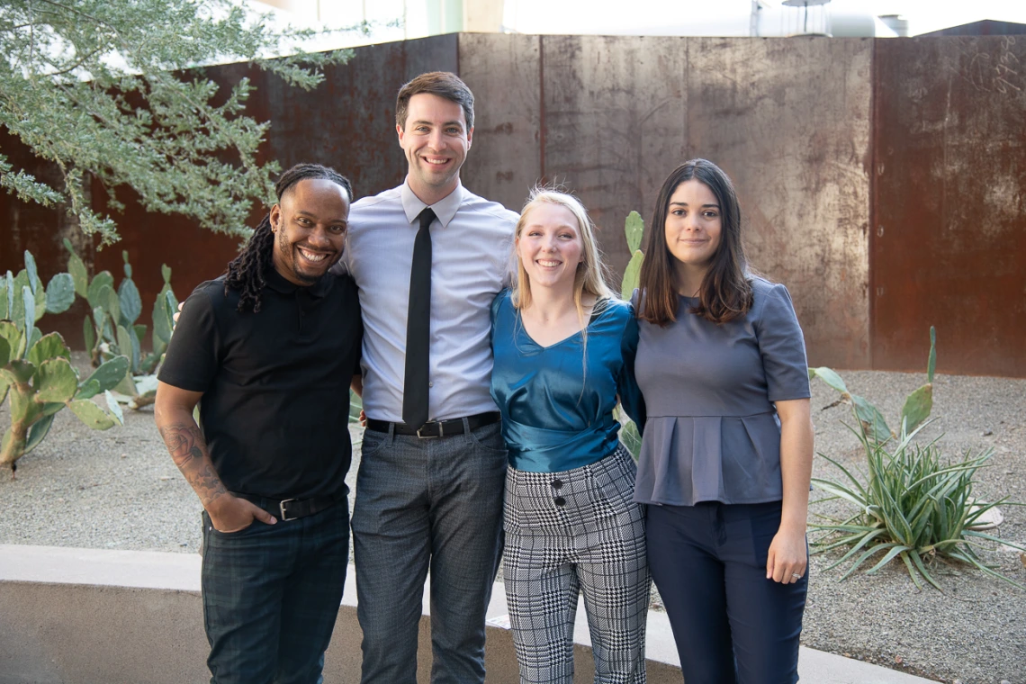 Members of the All of Us UArizona-Banner communications and engagement team in Phoenix who helped Arizona register 50,000 participants are (from left) Tony Wheaton, Greg McAteer, Marissa McLelland and Briana Reviere.