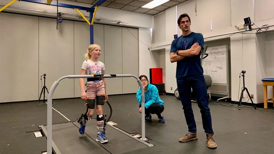 Third-year MD/PhD student Ben Conner is studying a robotic walking therapy for children with cerebral palsy.