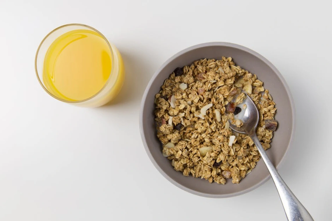 Cereal and orange juice