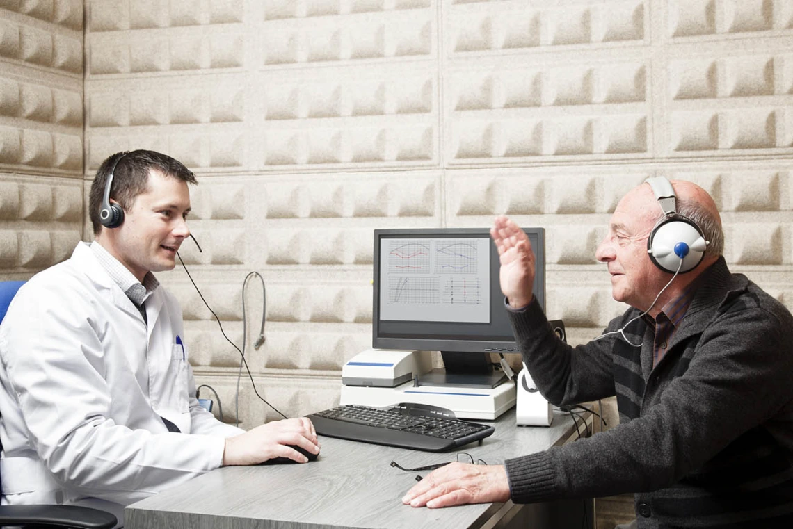 Man getting his hearing checked