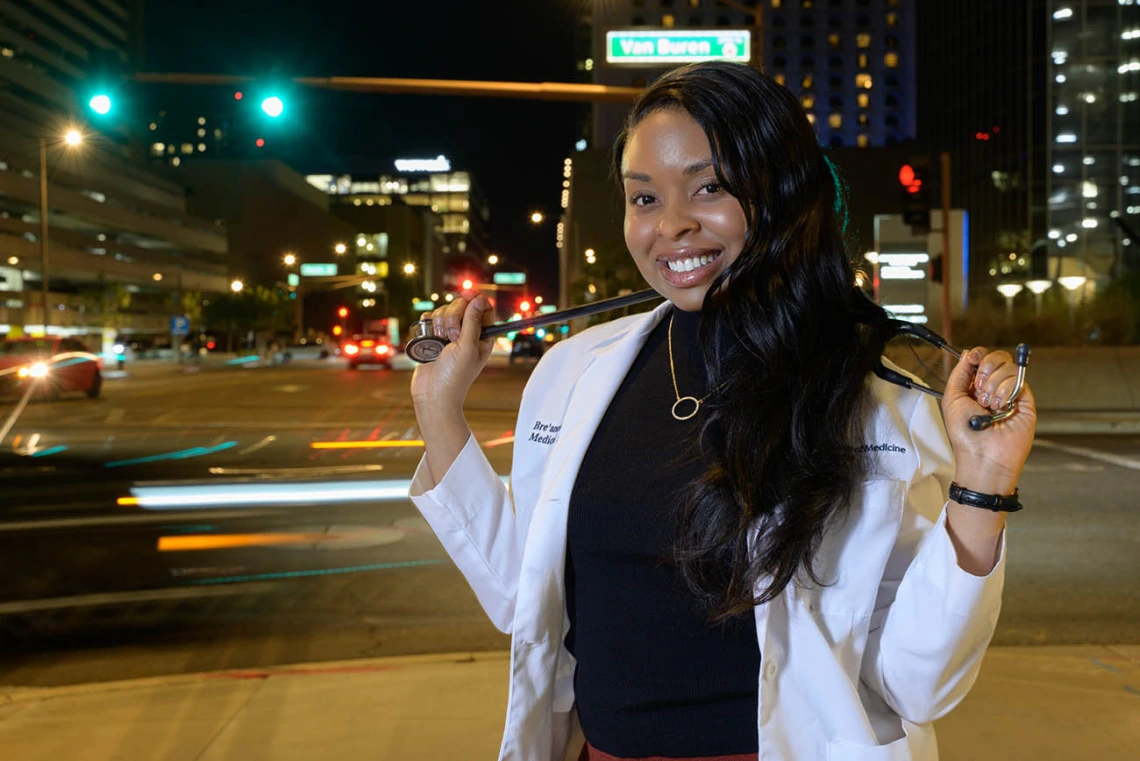 Bre'anca Sanders, a first-year student in the College of Medicine – Phoenix, strives to become part of the solution to deliver better health care for underserved and underrepresented patients in urban areas.