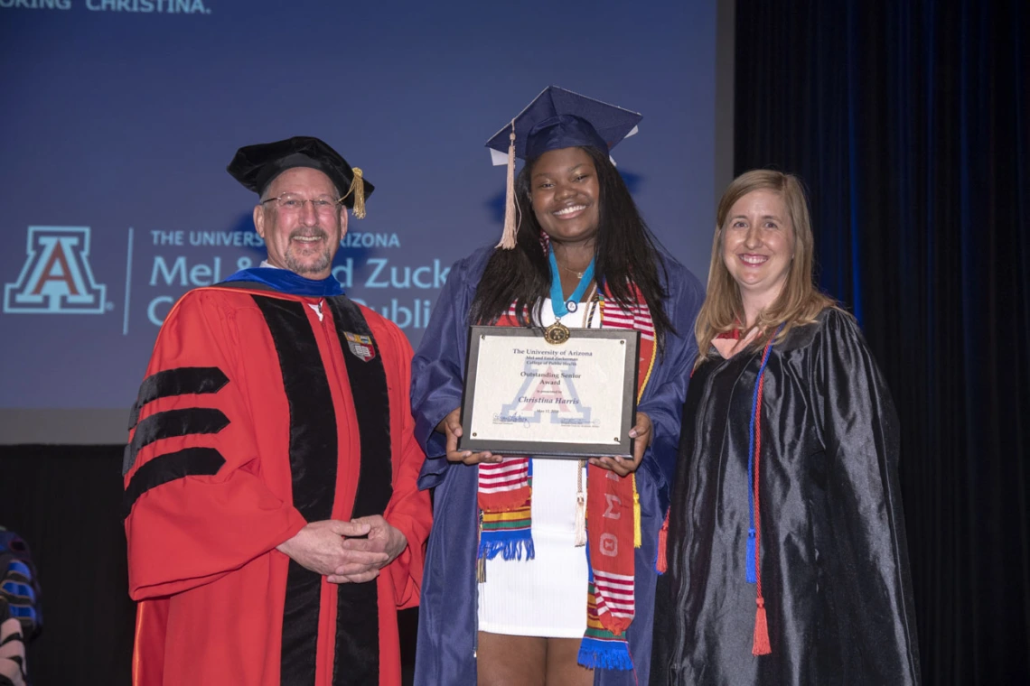 Doug Taren, PhD, Christina Harris and Stephanie Springer, MPH, at the 2017 convocation.