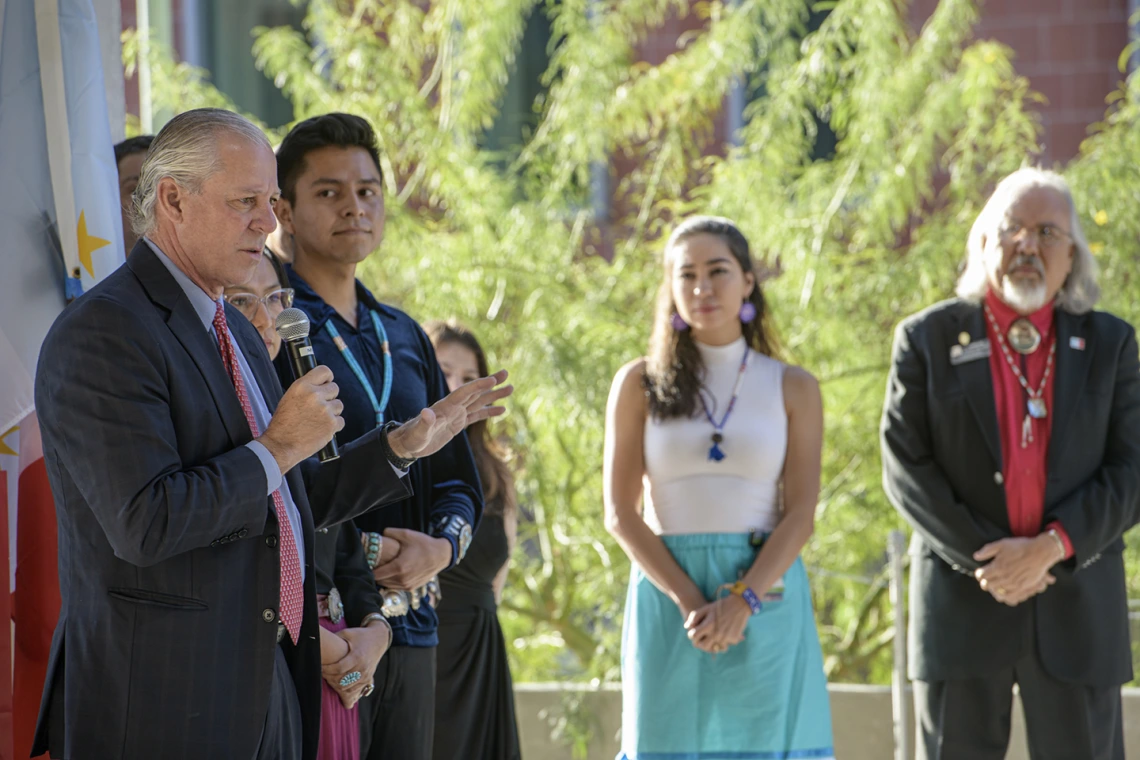 University of Arizona President Robert C. Robbins, MD, speaks during the blessing ceremony.