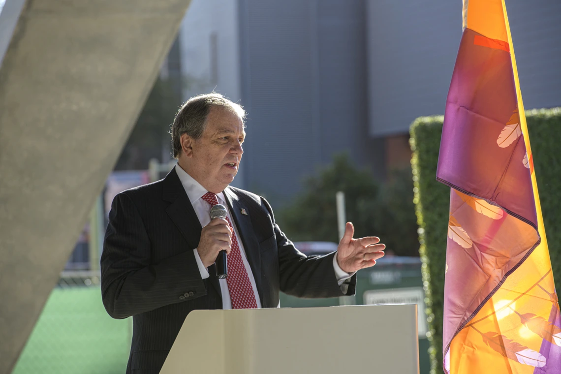 Senior Vice President for the University of Arizona Health Sciences Michael D. Dake, MD, speaks at the event.