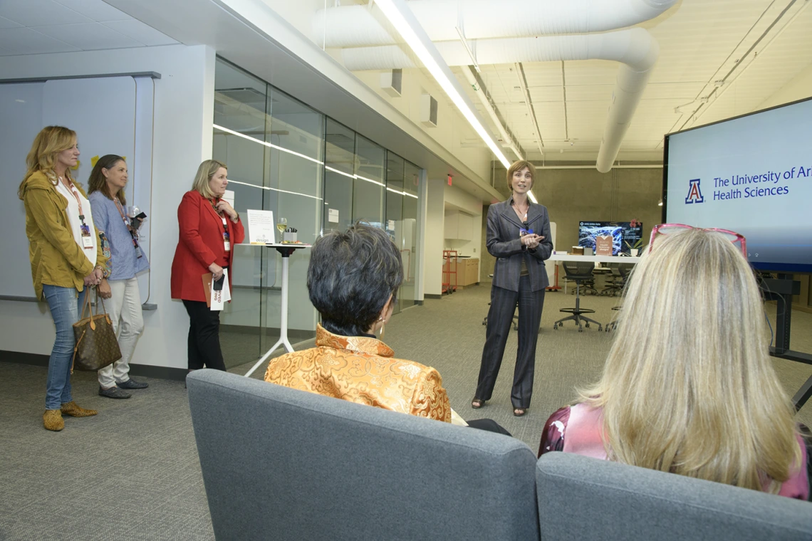 Director for Health Sciences Design Kasi Kiehlbaugh, PhD, leads a tour through Health Sciences Design Center.