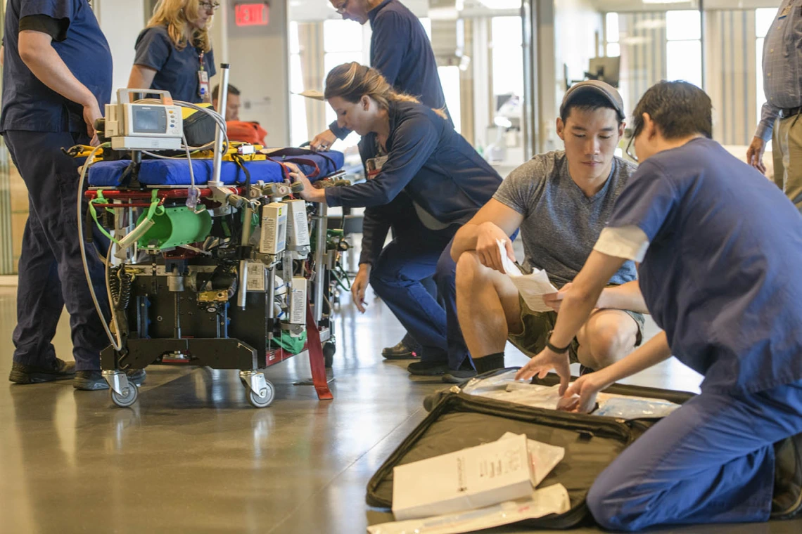 ASTEC’s SimDeck is a two-story soundstage and training environment with multiple reconfigurable rooms where students and health care providers can practice medical procedures in simulated environments.