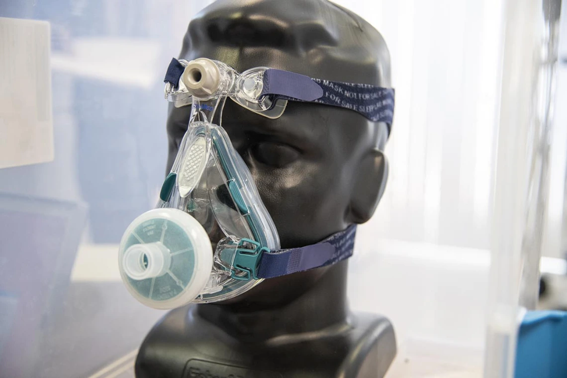 An early hybrid 3D-printed prototype face mask that would protect health care workers at Banner – University Medical Center in Tucson during the pandemic.