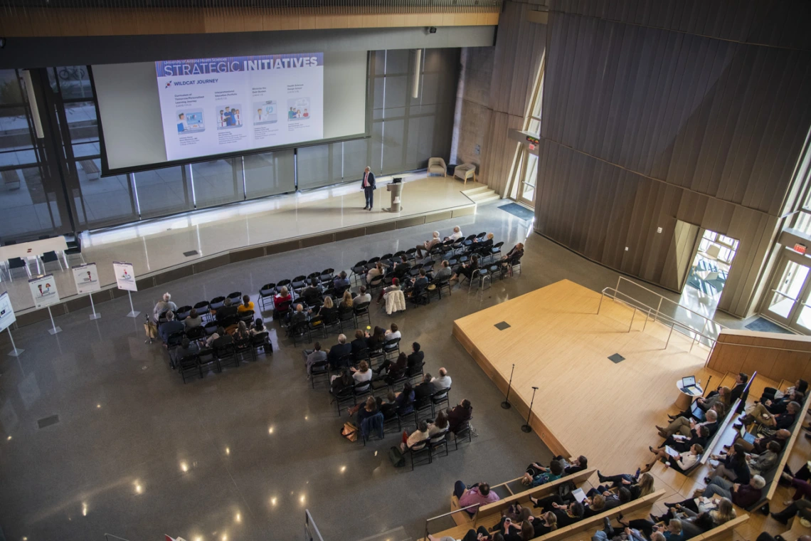 Senior Vice President for Health Sciences Michael D. Dake, MD, held a town hall at the Health Sciences campus in Tucson on Jan. 28 to share updates on the Health Sciences strategic initiatives.