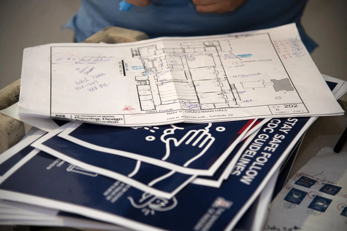 This map shows where all new signage will be placed around the Mel and Enid Zuckerman College of Public Health in preparation for the return of students. 