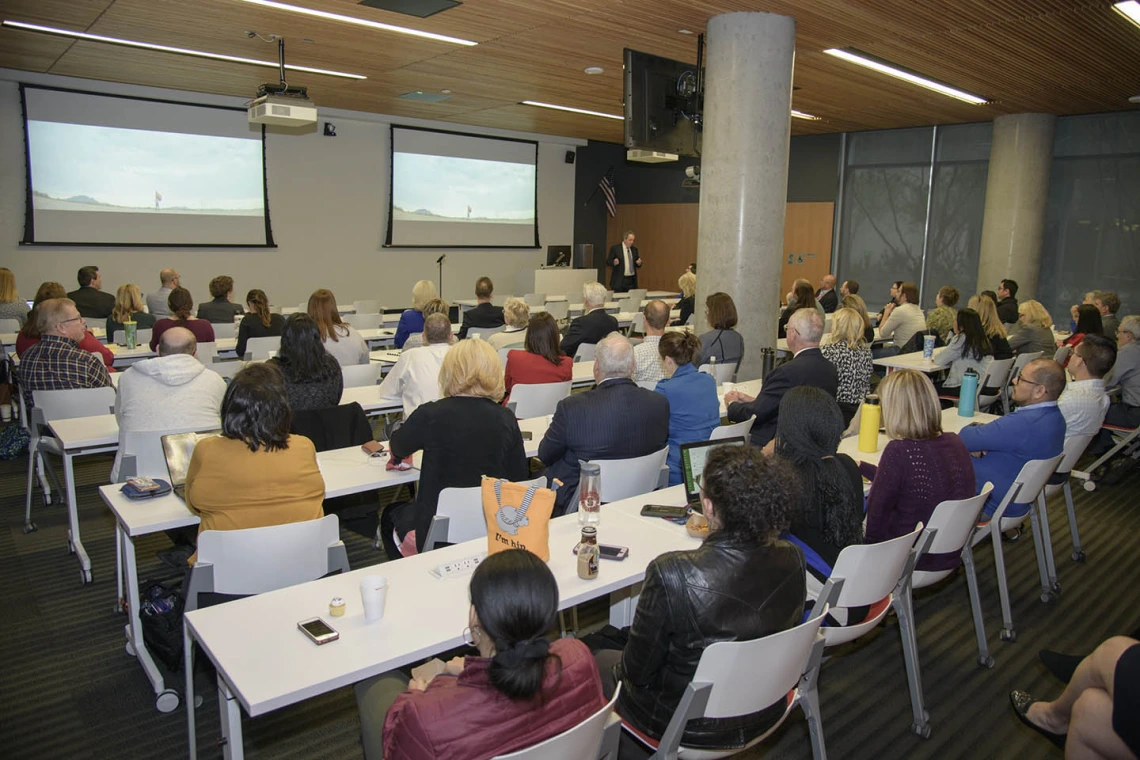 The town hall event in Phoenix brought together faculty and staff for updates about Health Sciences.