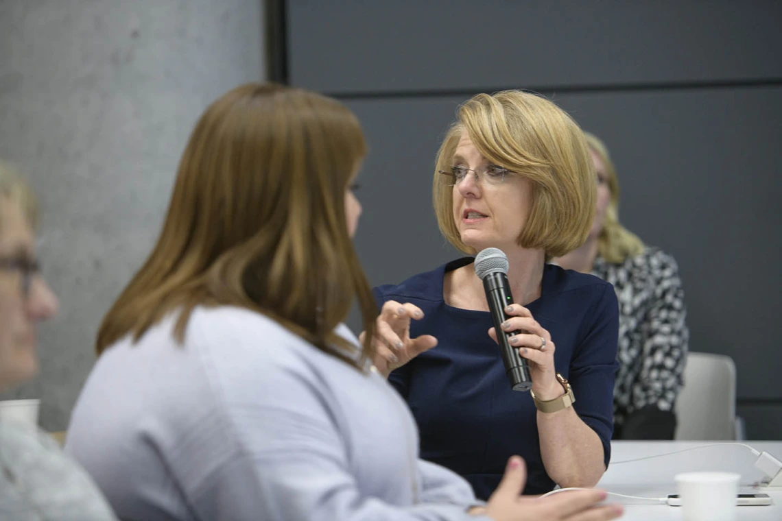 Associate Director of the Arizona Center for Rural Health Heather Carter, EdD, answers a question during the town hall event in Phoenix.