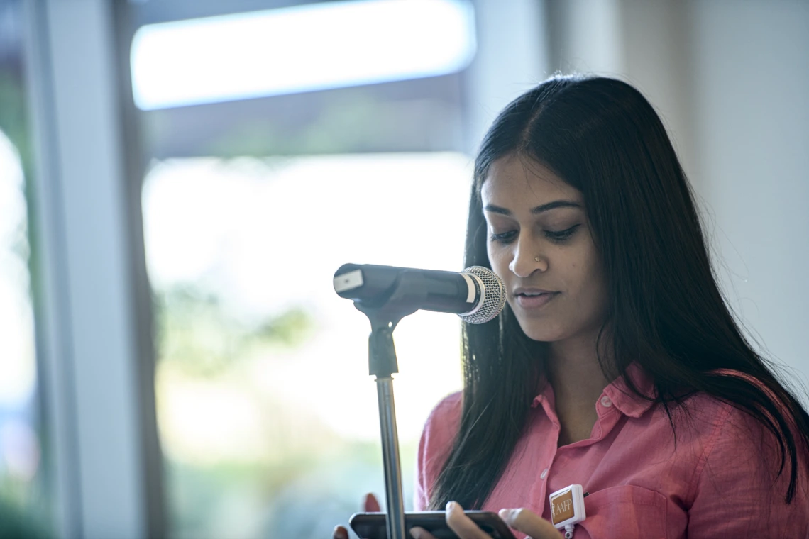 Natalie deQuillfeldt, third-year medical student, speaks about how the kindness of others can lead some young people to become physicians.