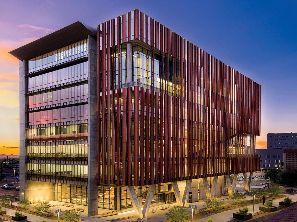 Health Sciences Innovation Building at dusk