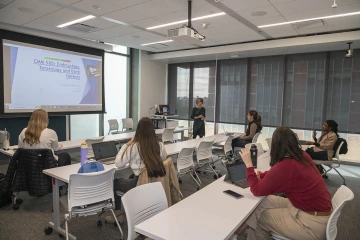 Academic courses, including some taught by Quinn, lay the foundation for the clinical rotations and research projects students will complete as part of the degree program. 