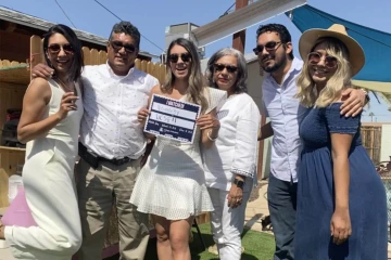 Karen Ibarra and family celebrate in her backyard. A UArizona College of Medicine – Tucson medical student who graduates in May, Ibarra will head to the University of California San Francisco this summer as a resident physician in training to be a neurologist. (Photo: Courtesty of Karen Ibarra)