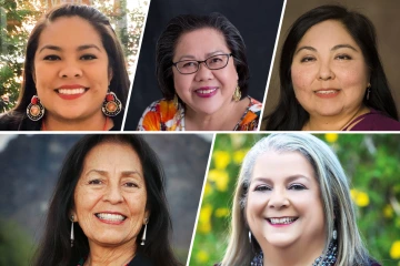 Staff members of The University of Arizona College of Medicine – Tucson’s Arizona Indians into Medicine program (AZ INMED) include (top row from left) Tashina Machain, outreach coordinator, Josephine Gin Morgan, academic advisor senior, Agnes Attakai, program coordinator, (bottom row from left) Alberta A. Arviso, learning support specialist, and Teshia G. Arambula Solomon, PhD, associate professor, Department of Family and Community Medicine. 