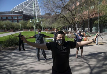 Dagoberto Robles, a doctoral student in Epidemiology leads Tai Chi and Qigong sessions as part of the project.