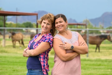 Genetics can play a significant role in migraine. Like her mother, Terri Largent (left), Largent-Milnes (right), began experiencing migraine headaches as a child. Terri says she often found relief from migraine symptoms by spending time around her father’s horses.