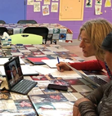 DNP-FNP student Adriana Warne (on screen) conducts a remote wellness check with Guatemalan client and an interpreter.