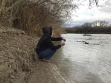 Karletta Chief, PhD, collecting water samples on the Navajo Nation.